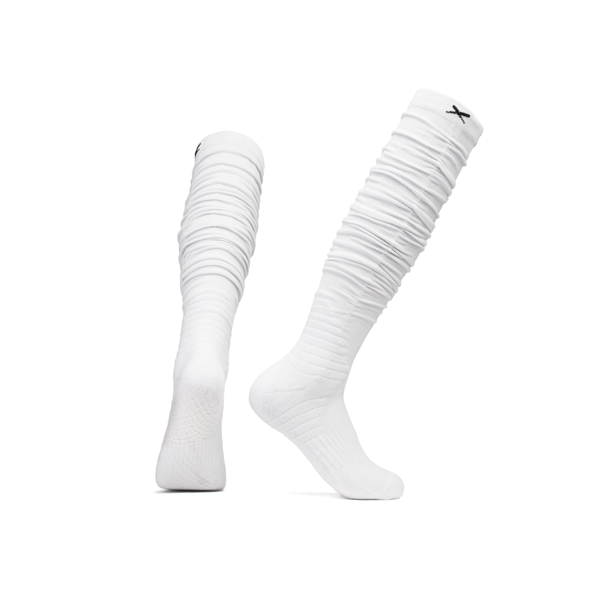 White LUX American football grip socks in scrunch style with anti-slip sole