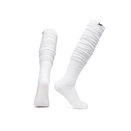 White LUX American football grip socks in scrunch style with anti-slip sole