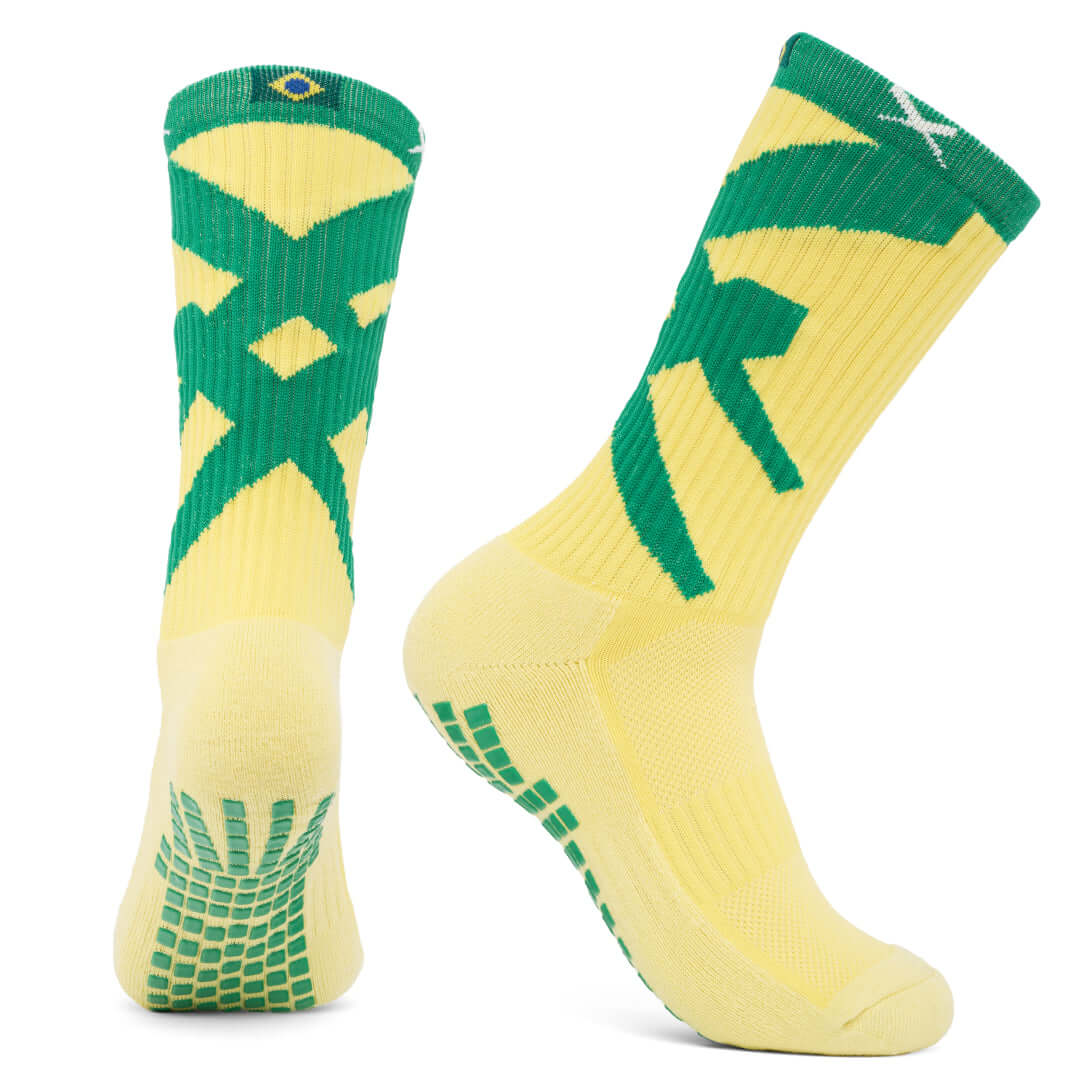 Soccer Grip Calf Socks – Team Brazil Edition Anti Slip Performance Football Socks