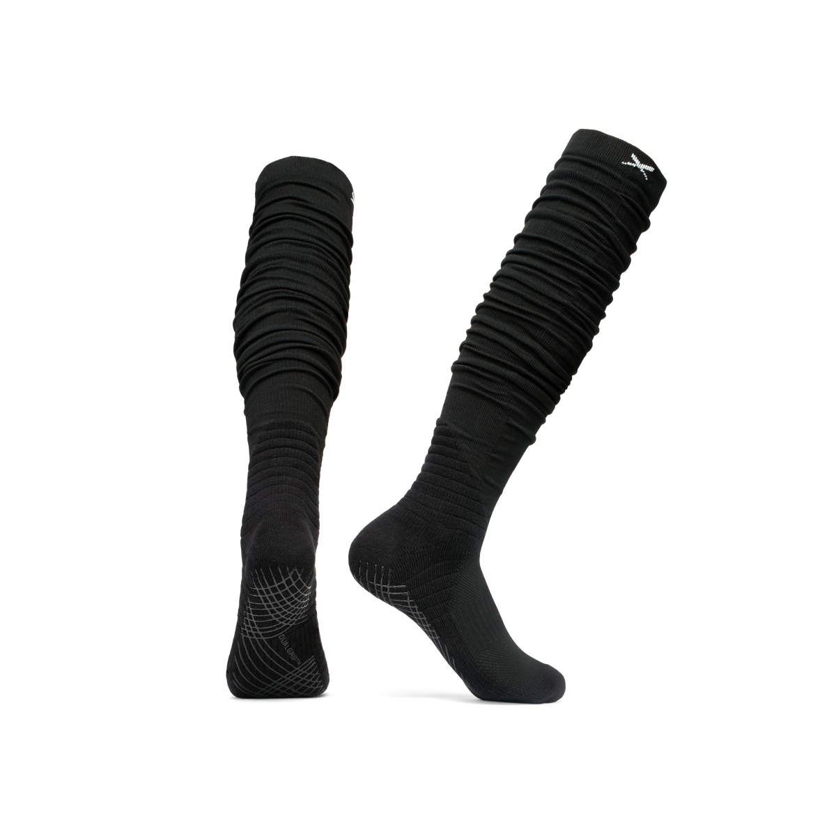 Black LUX American football grip socks in scrunch style with anti-slip sole