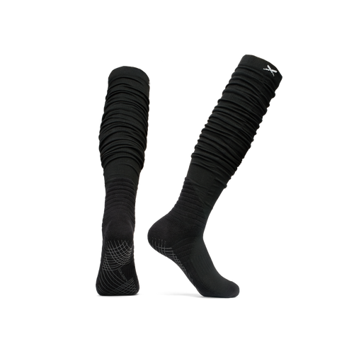 Black LUX American football grip socks in scrunch style with anti-slip sole