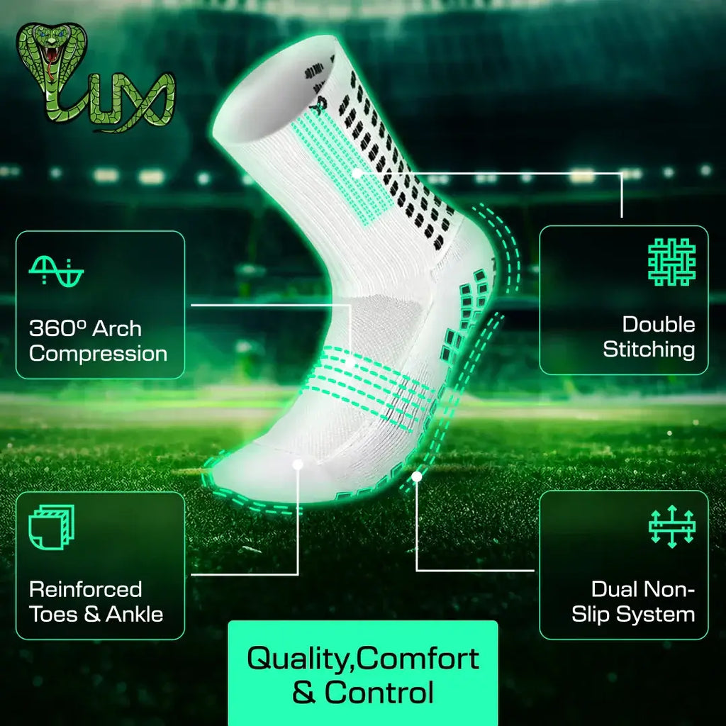 LUX Anti-Slip Soccer Socks (Calf) - White