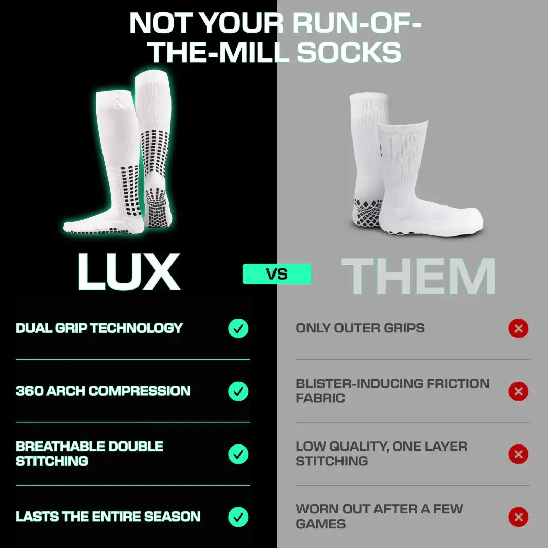 LUX Anti-Slip Soccer Socks (Knee) White1