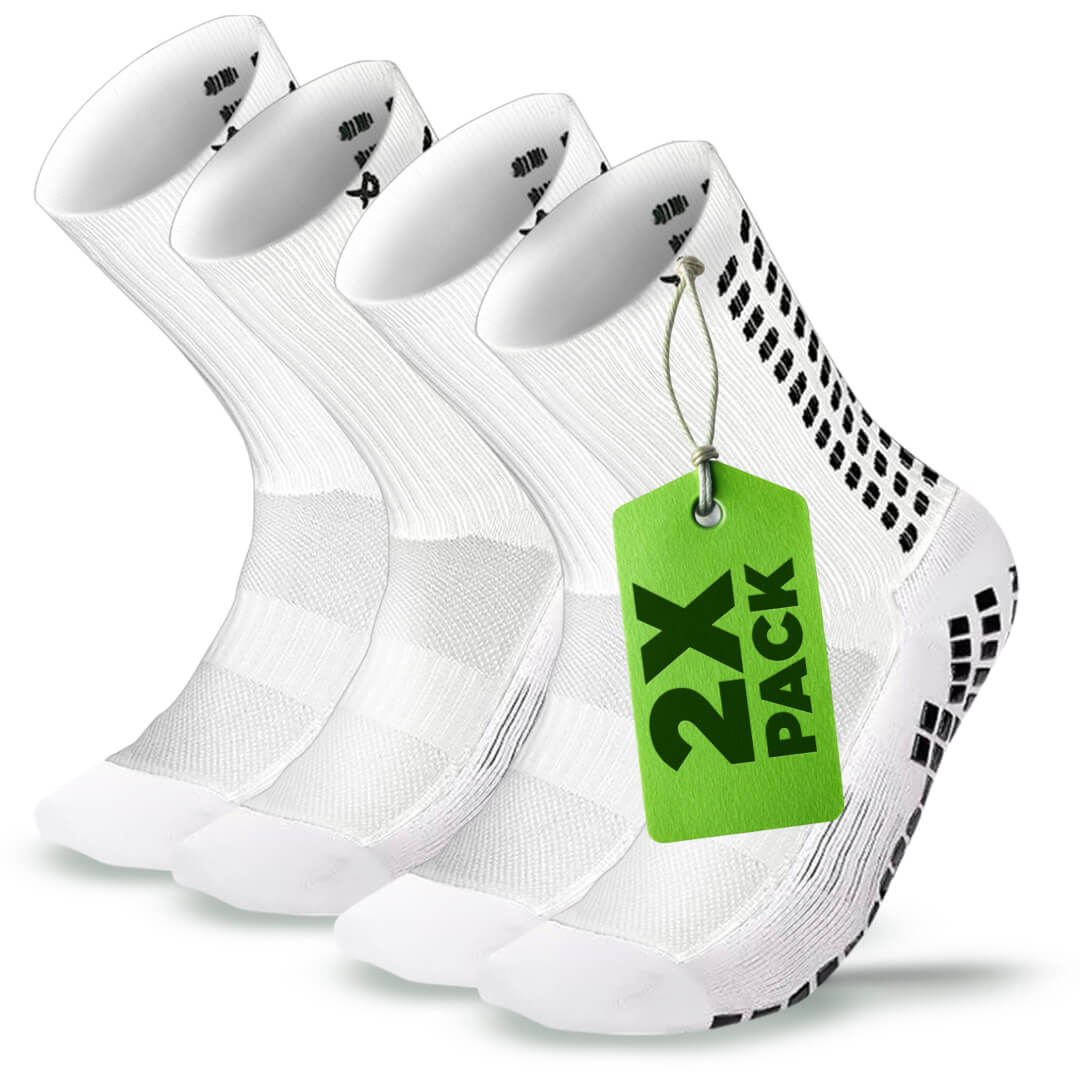 Anti Slip Soccer Socks (Calf) - White (Multipack)