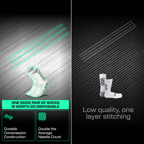 White grip socks football with durable compression and double needle stitching for enhanced stability and comfort