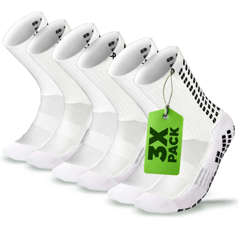 LUX White Grip Socks 3 pairs with anti-slip GripArray technology and moisture-wicking fabric for football and sports