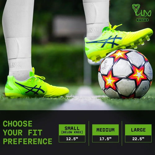LUX Football Sleeves for enhanced performance and secure fit with shin guards.