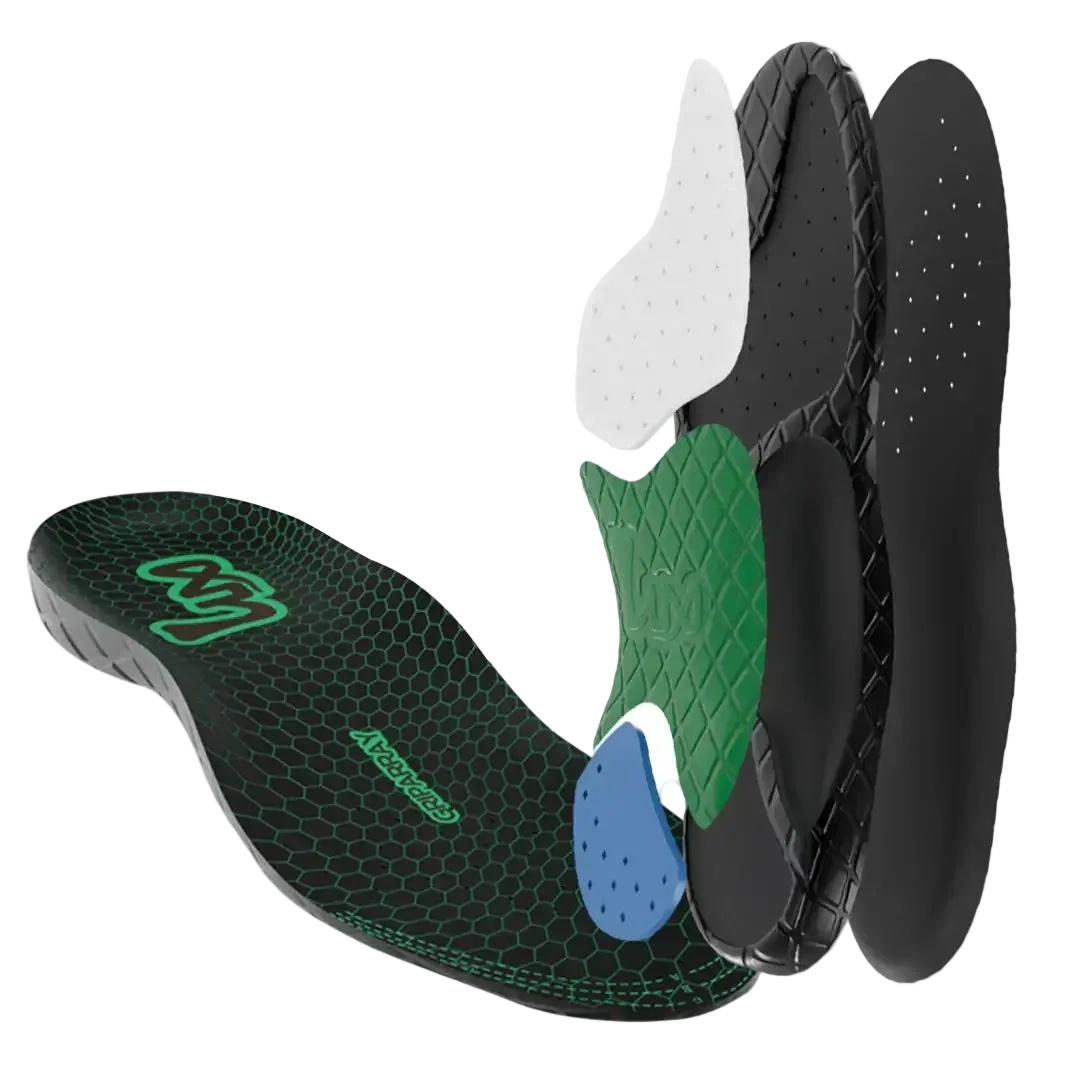 Sport insoles with Lux Dual Grip and GripArray technology for optimal performance and comfort.