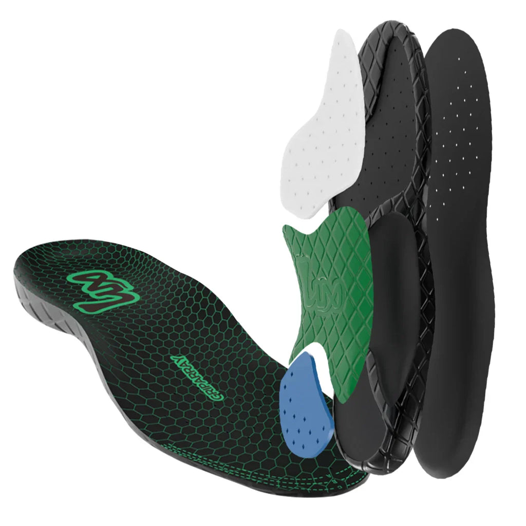 Sport insoles with Lux Dual Grip and GripArray technology for optimal performance and comfort.