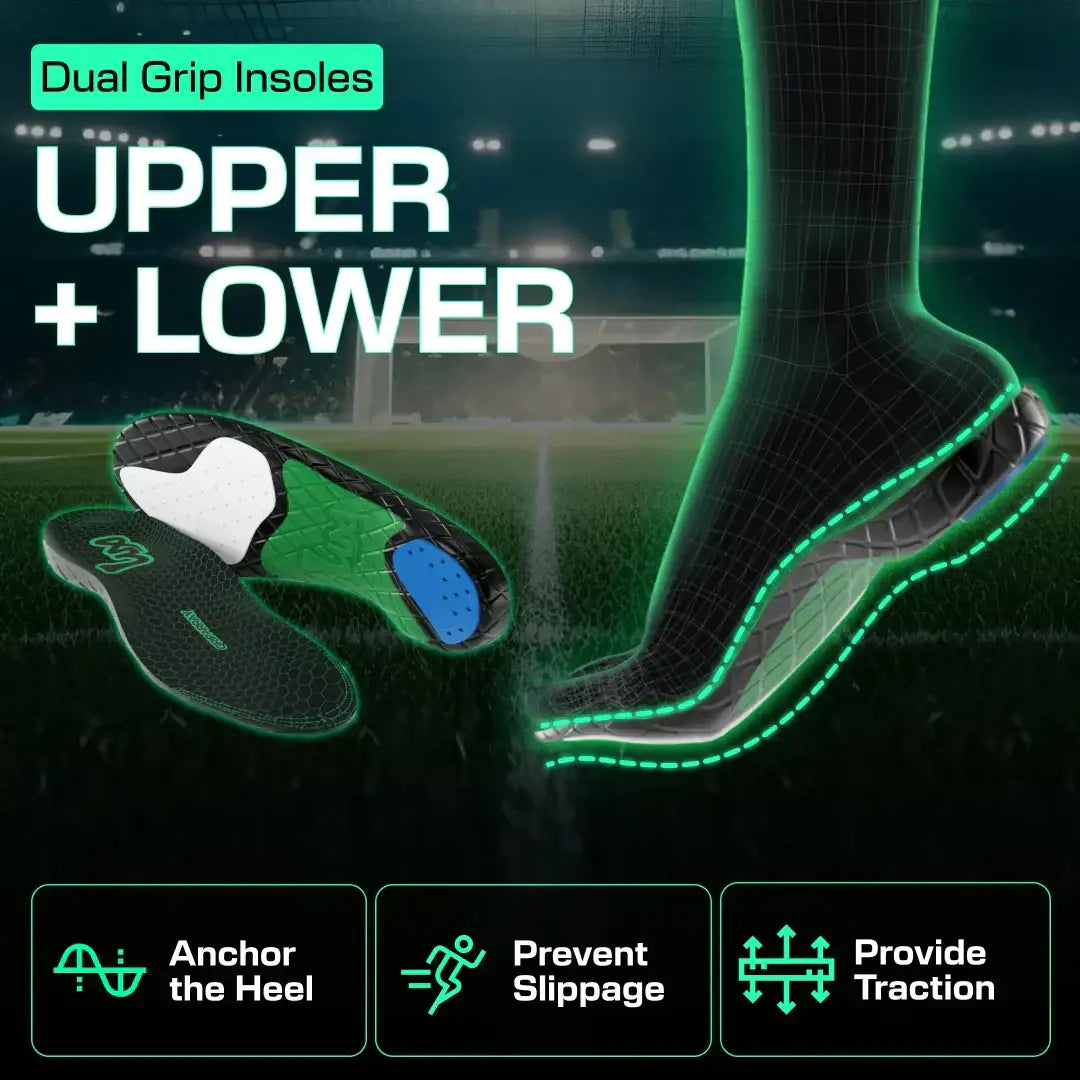 Sport insoles with Lux Dual Grip™ and GripArray™ technology for enhanced stability and comfort.
