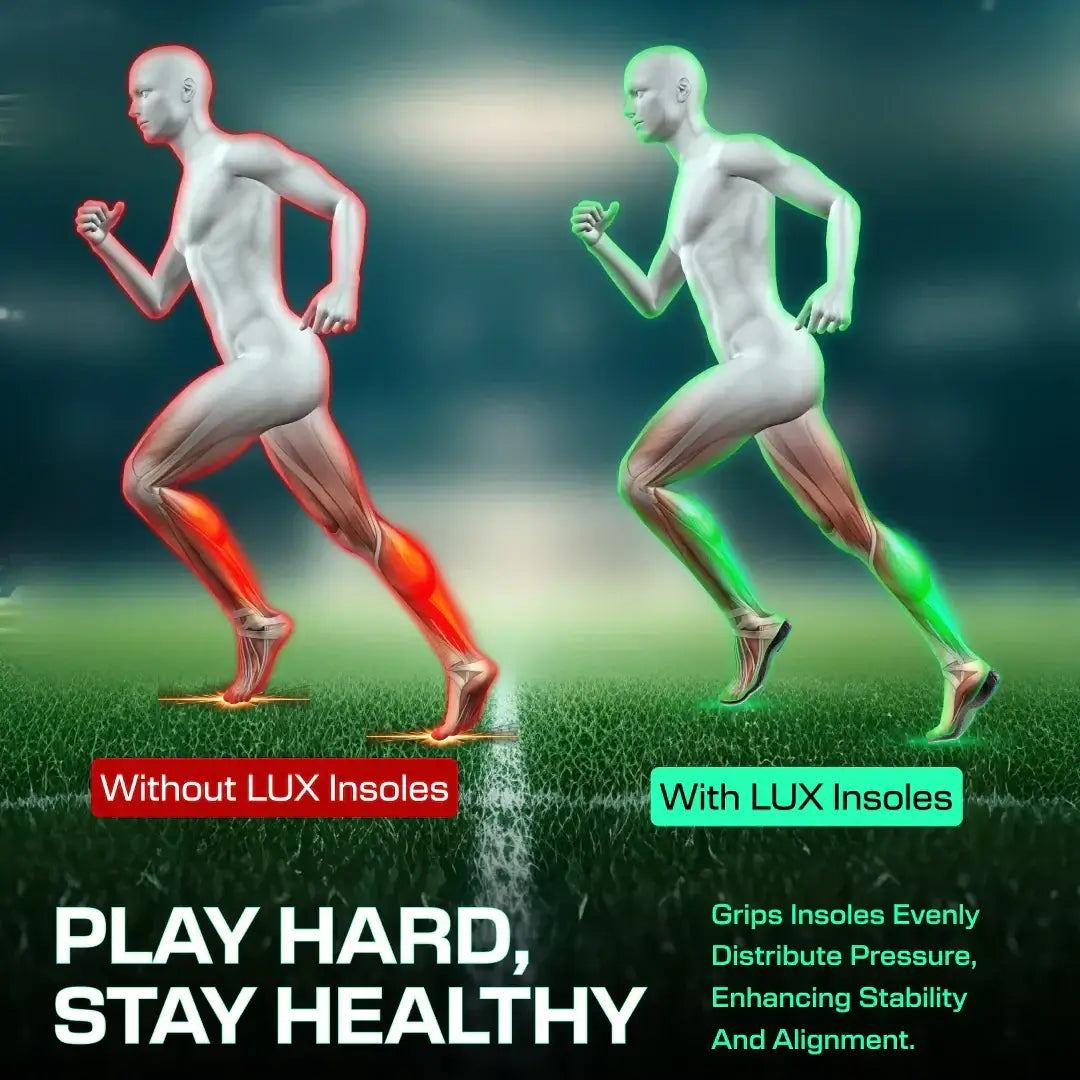 Sport insoles with GripArray™ technology enhancing stability and alignment during athletic activities.
