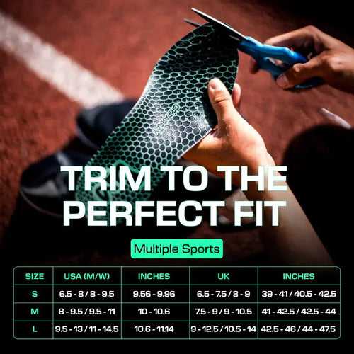 Sport insoles customization for perfect fit in multiple sizes.