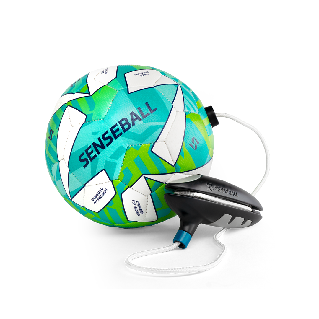 SenseBall kick trainer, size 2 green ball with tether and handle