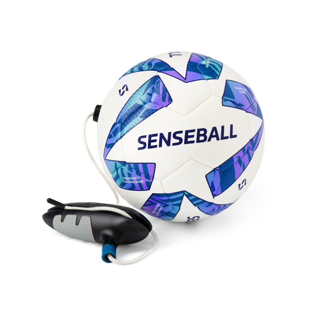 SenseBall kick trainer, size 3 blue ball with tether and handle