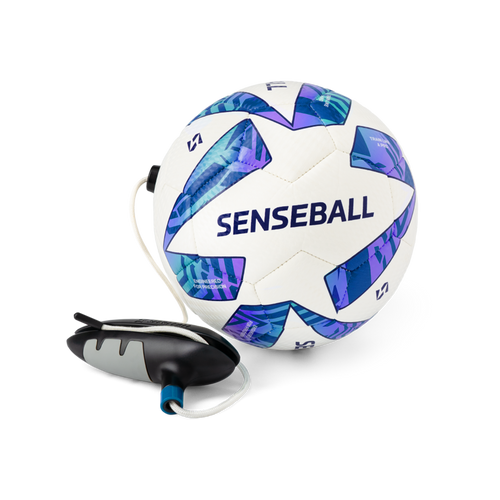 SenseBall kick trainer, size 3 blue ball with tether and handle