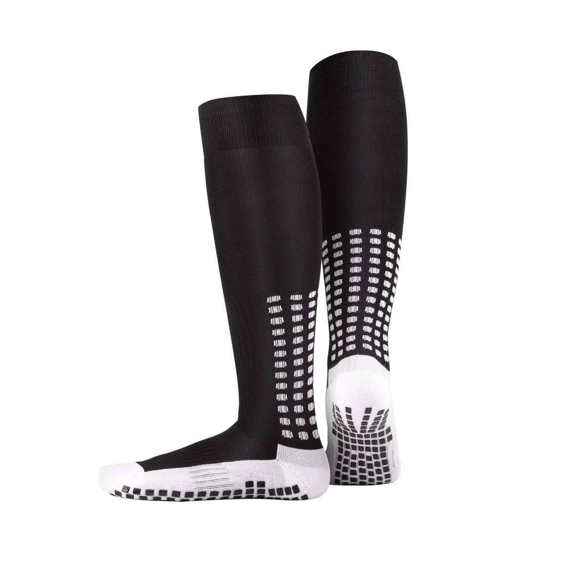 Black knee-length LUX football grip socks with anti-slip DualGrip sole