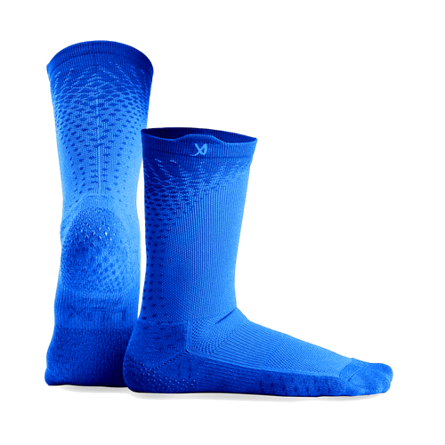 LUX GripArray grip socks in blue, pair shown front and side