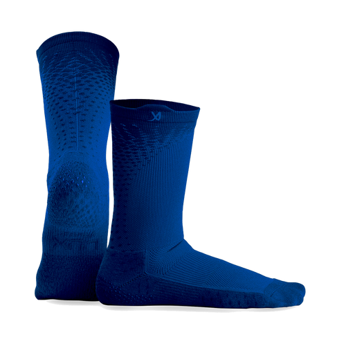 LUX GripArray grip socks in navy blue, pair shown front and side
