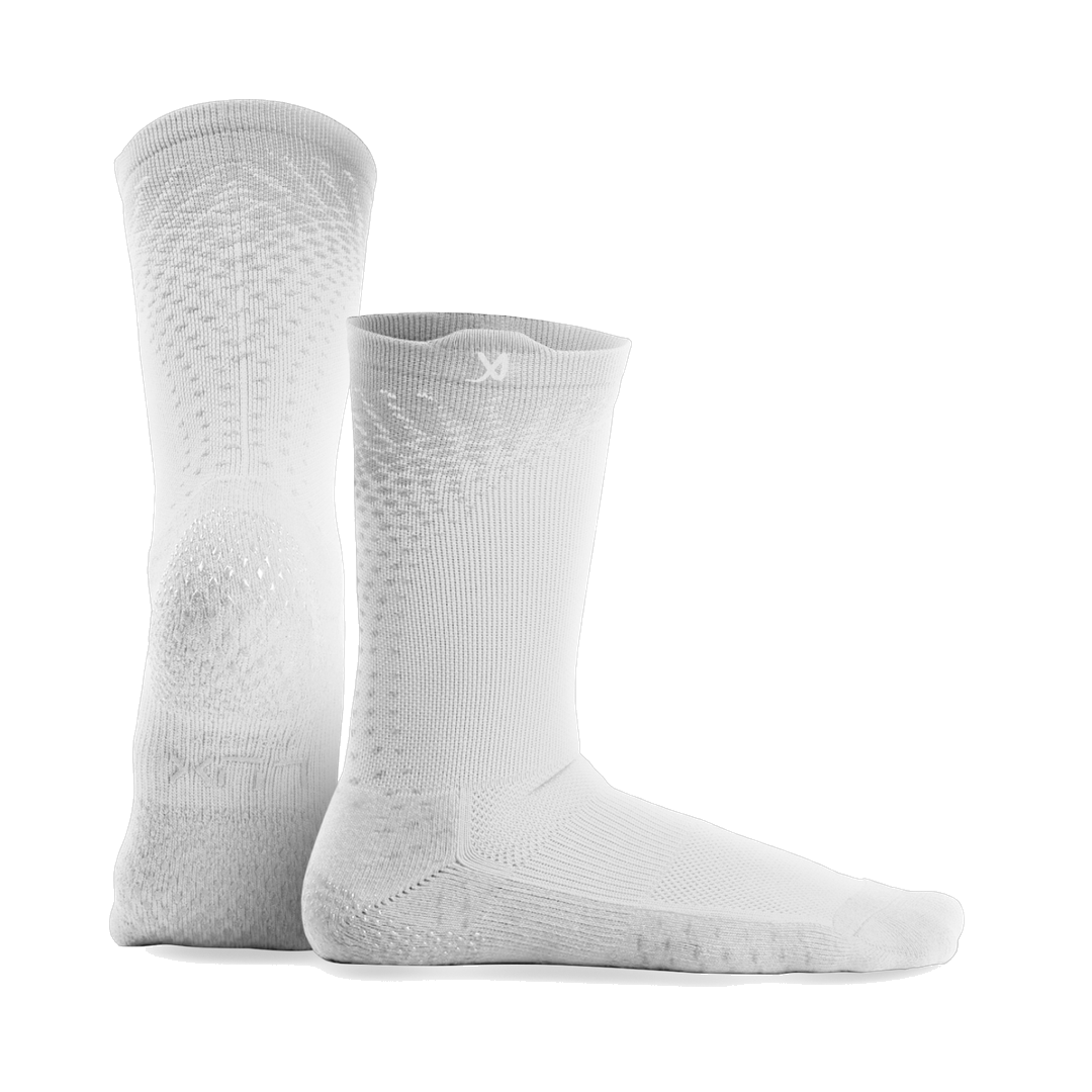 LUX GripArray grip socks in white, pair shown front and side