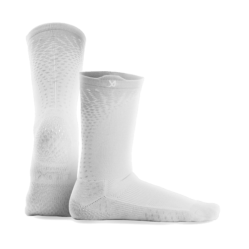 LUX GripArray grip socks in white, pair shown front and side