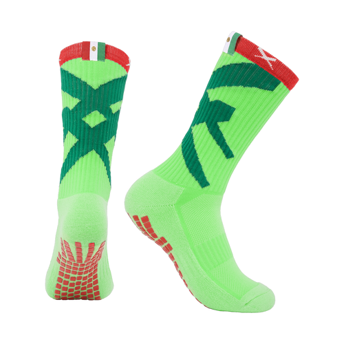 LUX Team Mexico junior football grip socks, pair shown front and side