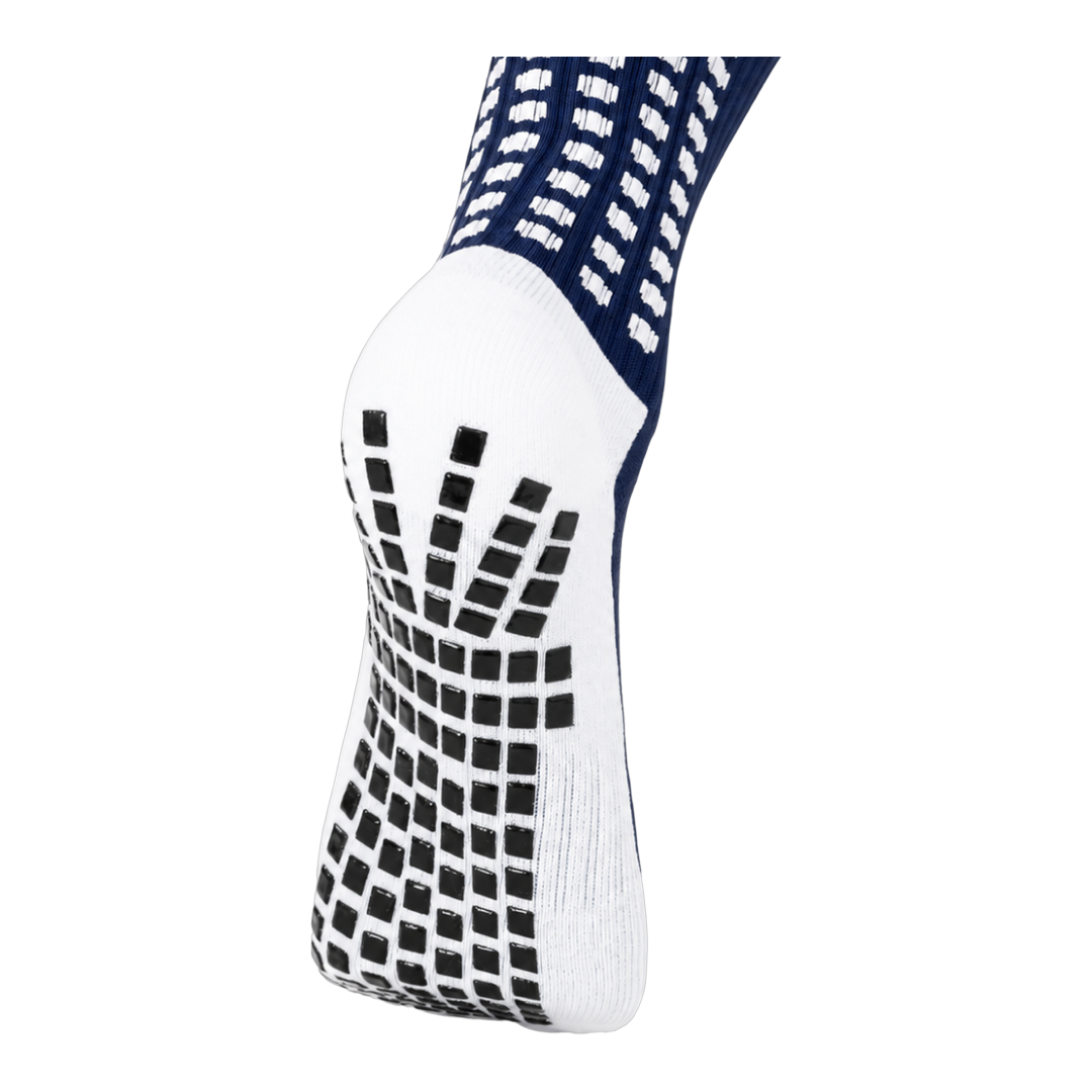 Dual Grip sole detail on the navy blue LUX V1 grip sock