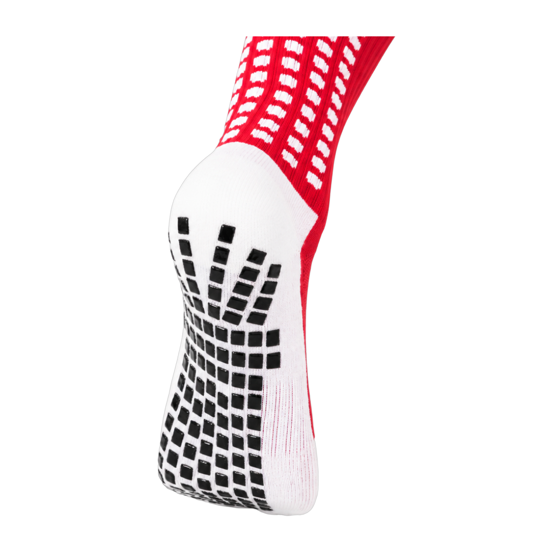 Dual Grip sole detail on the red LUX V1 grip sock