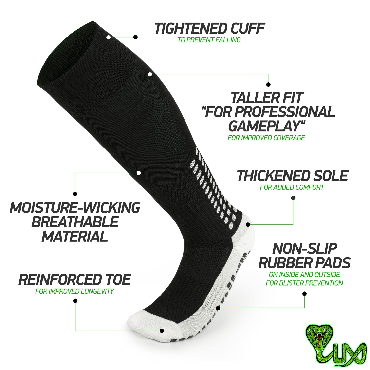 Lux Anti Slip Soccer Socks,Non Slip Football/Basketball/Hockey Sports Grip Pads Socks